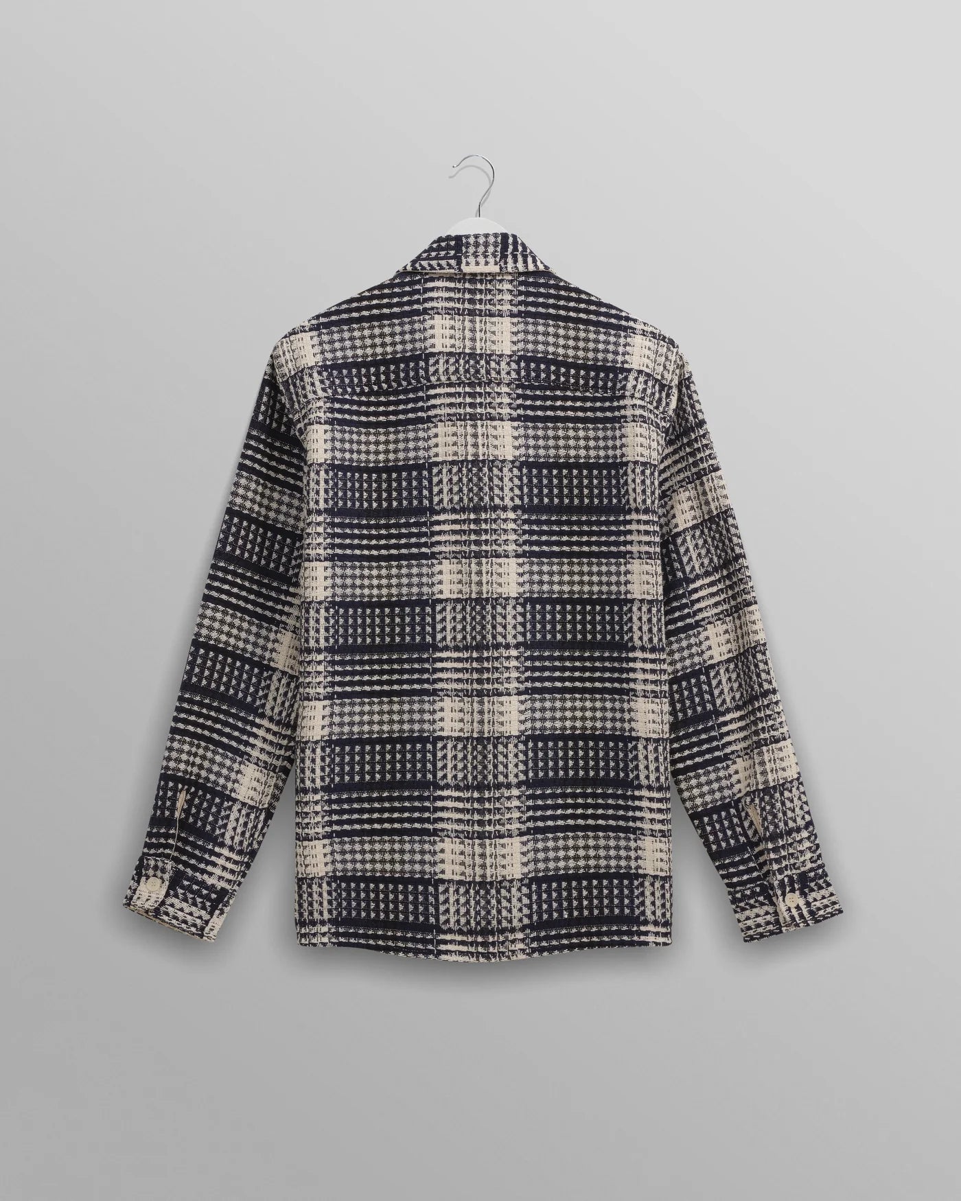 Wax London Whiting Overshirt Navy and Ecru Addle Check