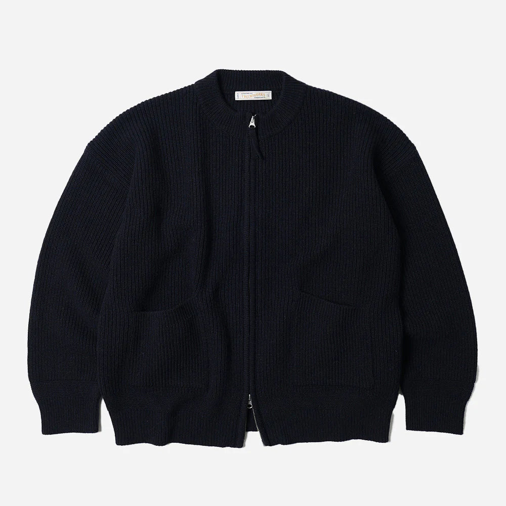 FrizmWORKS Wool Deck Zip Up Cardigan Navy