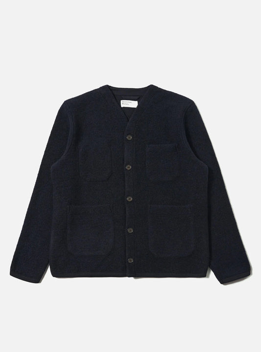 Universal Works Wool Fleece Cardigan Navy