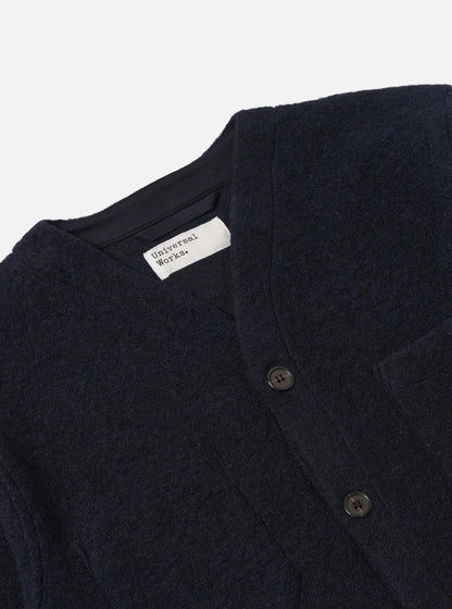 Universal Works Wool Fleece Cardigan Navy
