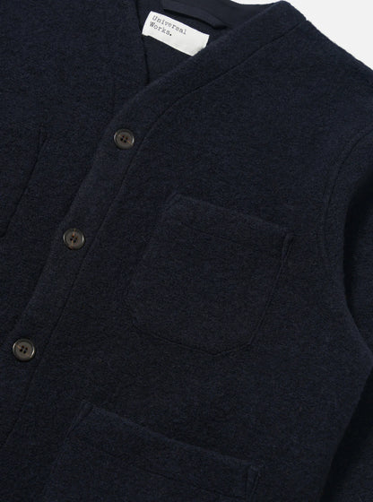 Universal Works Wool Fleece Cardigan Navy