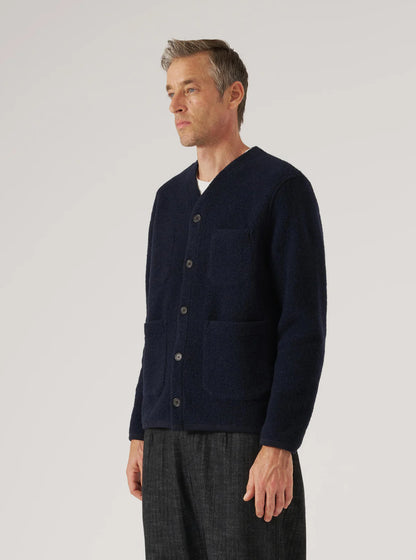 Universal Works Wool Fleece Cardigan Navy