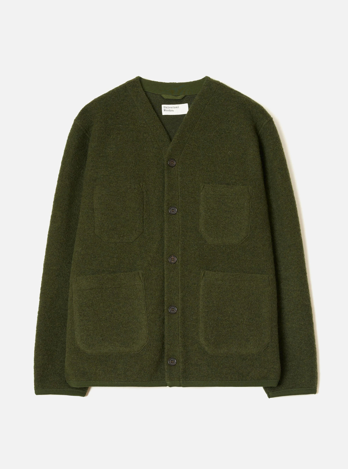 Universal Works Wool Fleece Cardigan Olive