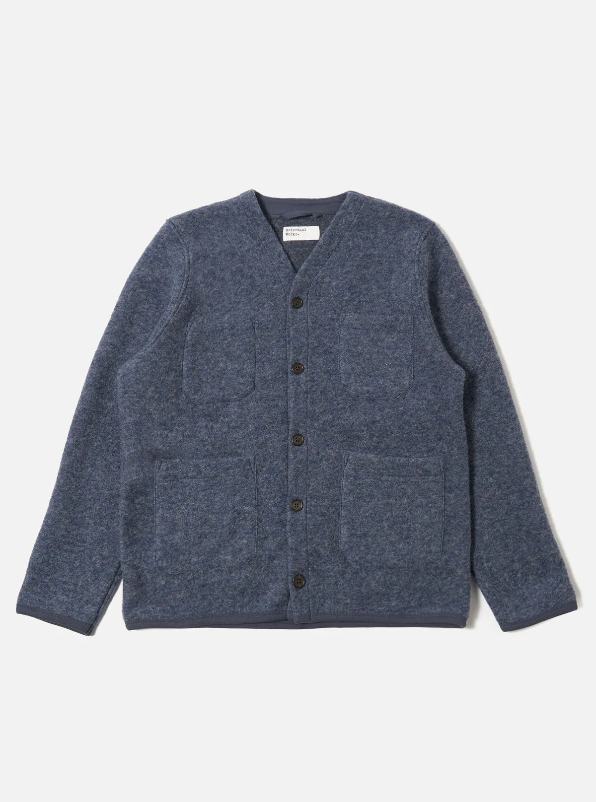 Universal Works Wool Fleece Cardigan Slate Blue