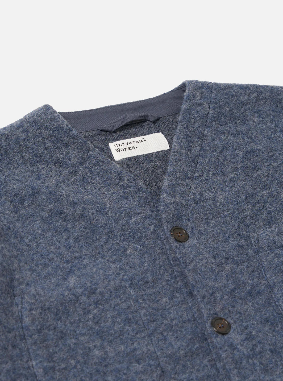 Universal Works Wool Fleece Cardigan Slate Blue