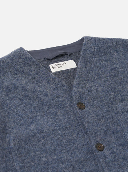Universal Works Wool Fleece Cardigan Slate Blue
