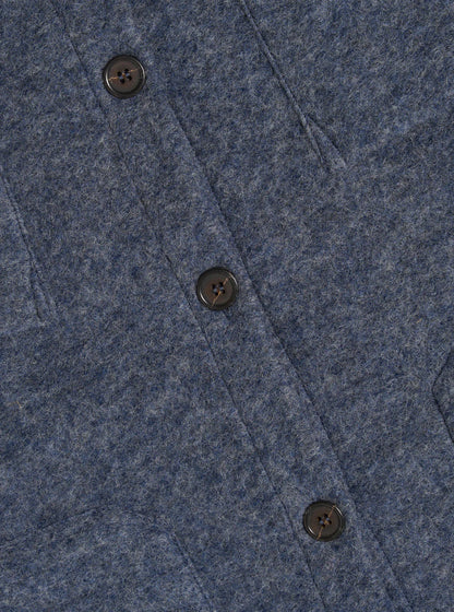 Universal Works Wool Fleece Cardigan Slate Blue
