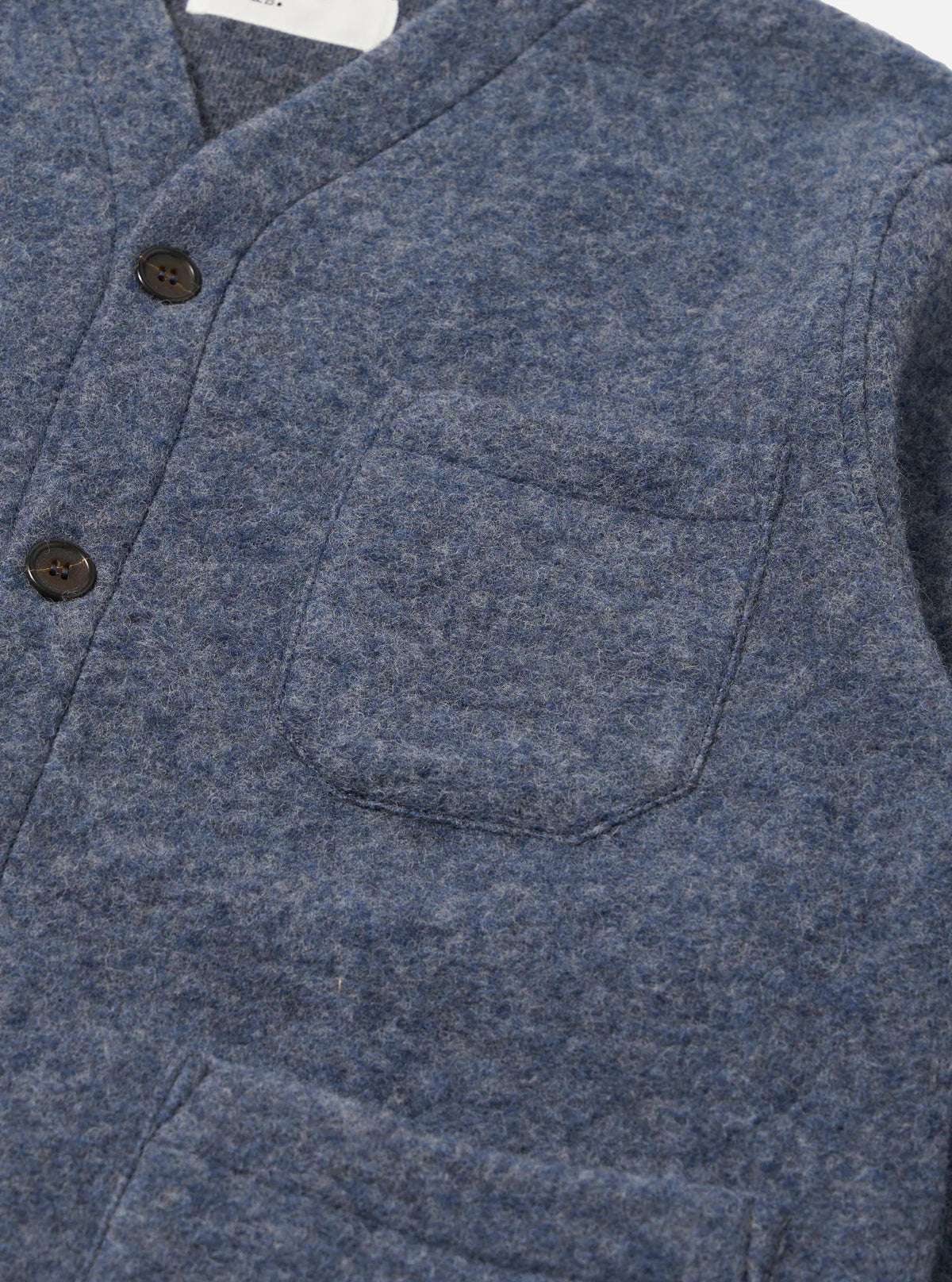 Universal Works Wool Fleece Cardigan Slate Blue