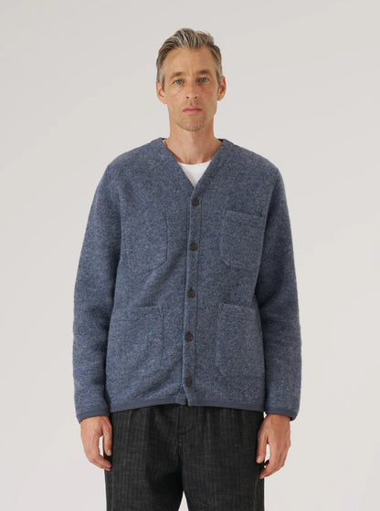 Universal Works Wool Fleece Cardigan Slate Blue