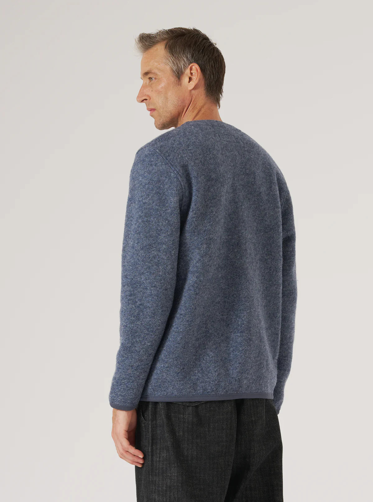 Universal Works Wool Fleece Cardigan Slate Blue