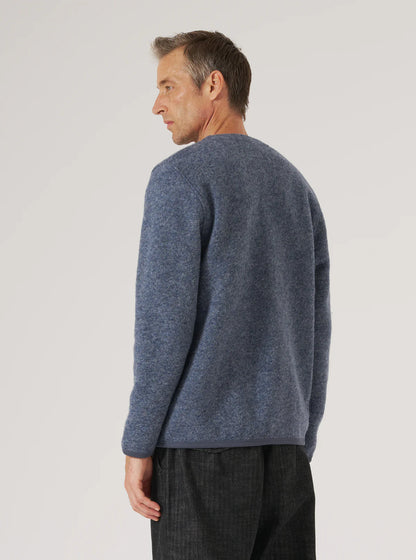 Universal Works Wool Fleece Cardigan Slate Blue