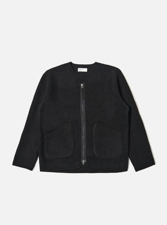 Universal Works Wool Fleece Zip Liner Jacket Black