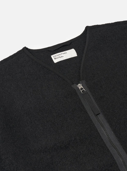 Universal Works Wool Fleece Zip Liner Jacket Black