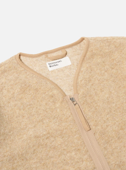 Universal Works Wool Fleece Zip Liner Jacket Fawn