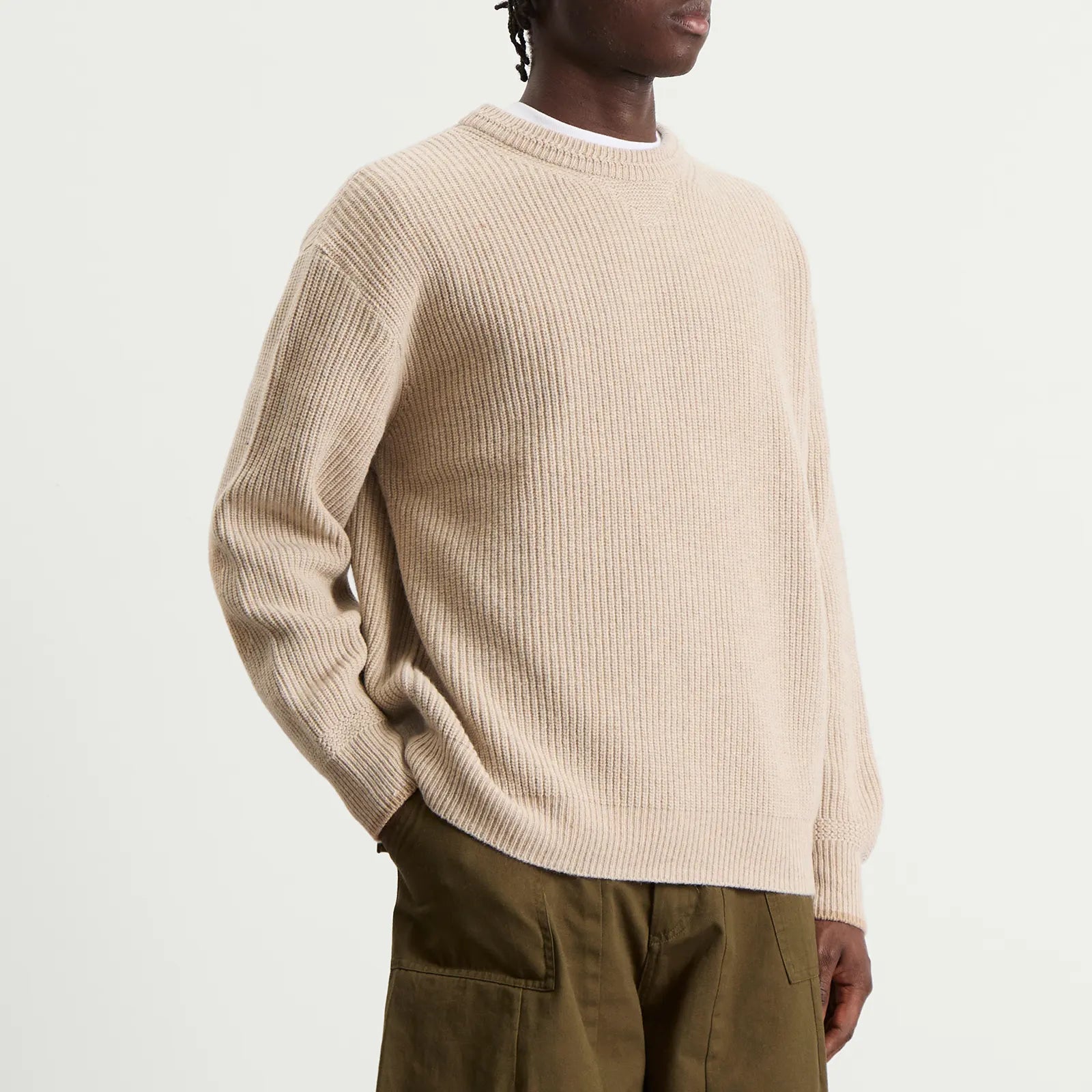 FrizmWORKS Patch Round Knit Crewneck Oateal