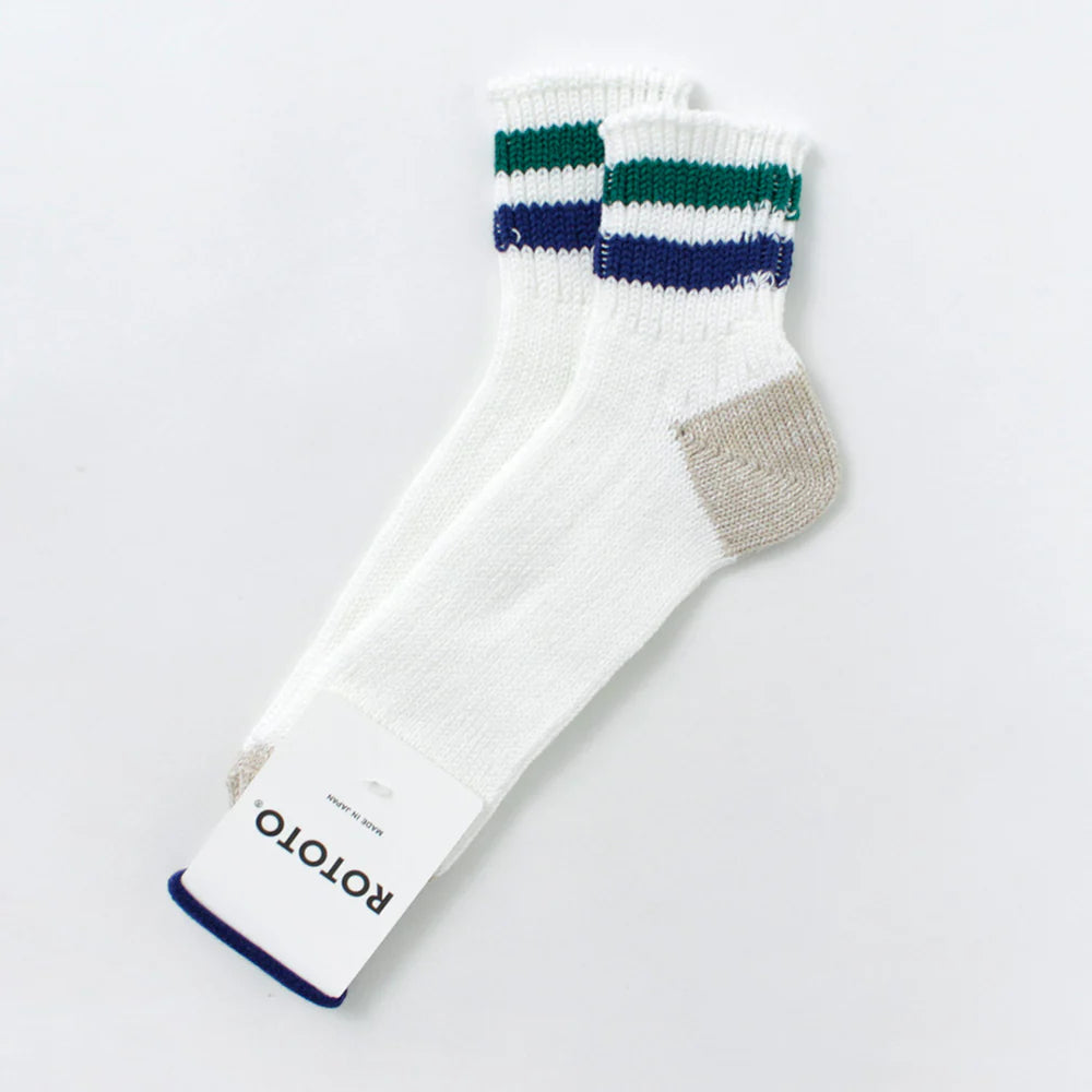 ROTOTO O.S Ribbed Ankle Socks Blue/Green