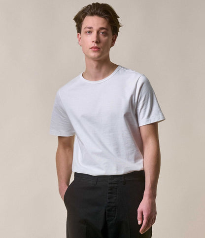 Merz B. Schwanen 215 2-Thread Organic Cotton Crew Neck Tee White