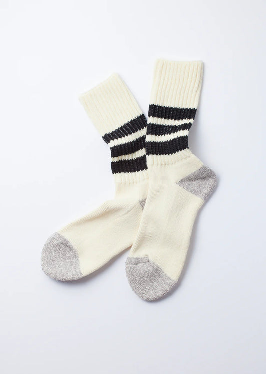 ROTOTO Coarse Ribbed Oldschool Crew Socks Black