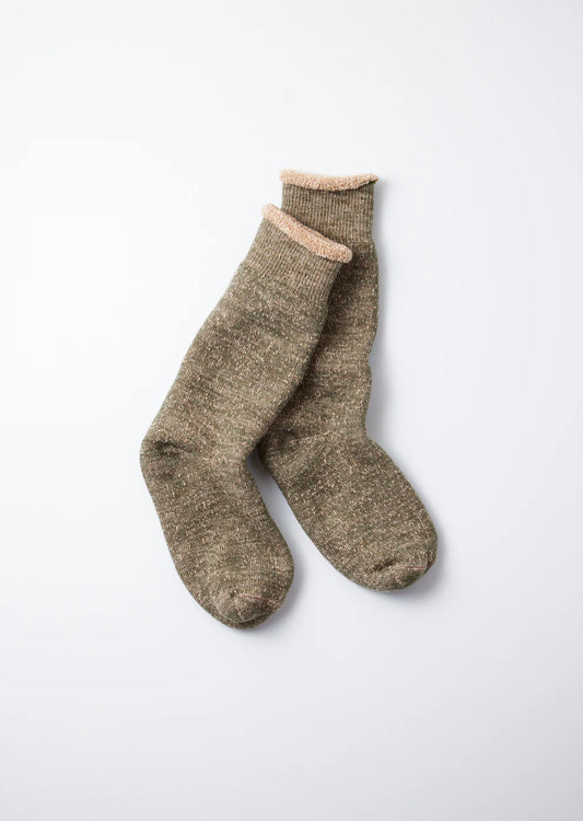 ROTOTO Double Face Crew Socks Green/Brown