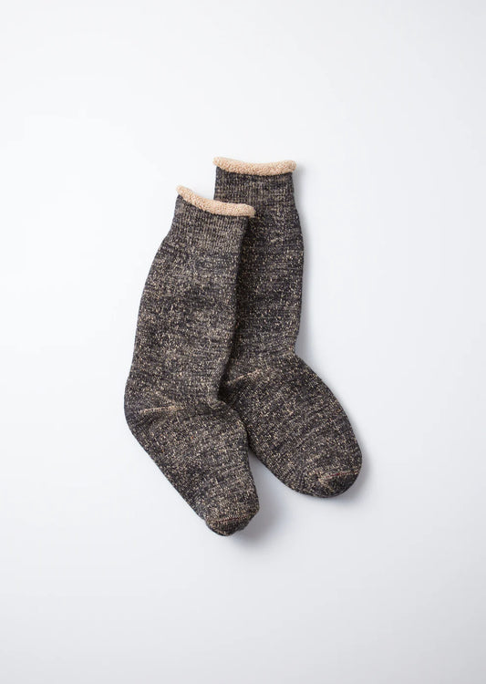 ROTOTO Double Face Crew Socks Black/Brown