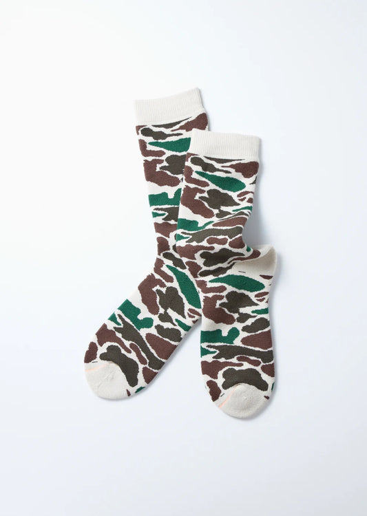 ROTOTO Pile Camo Crew Socks Ivory