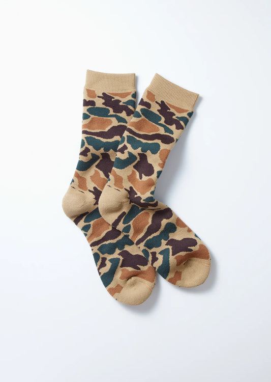 ROTOTO Pile Camo Crew Socks Khaki