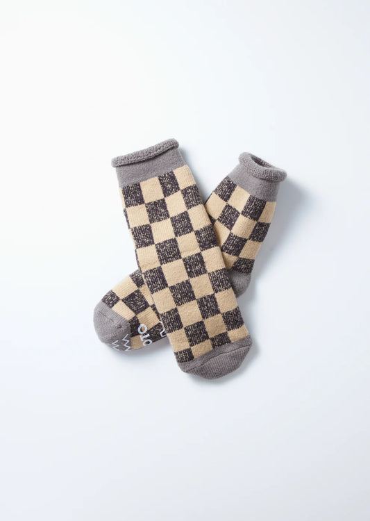 ROTOTO Pile Room Socks Checkerboard Gray