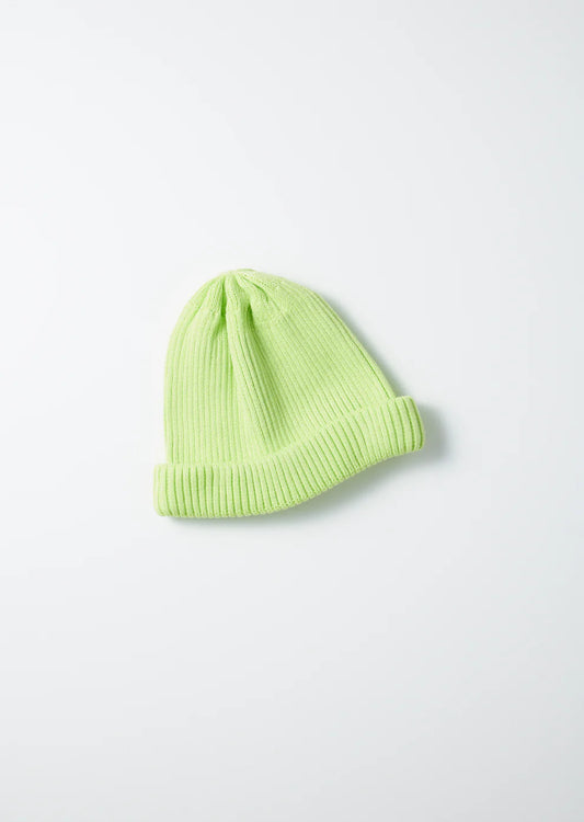 Cotton Roll Up Beanie Lime Green