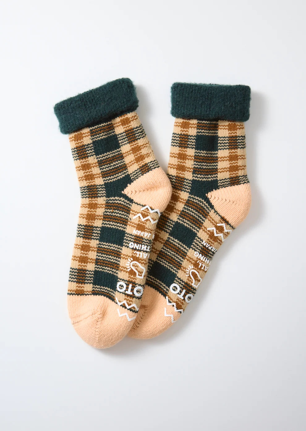 ROTOTO Comfy Room Socks Forest Green/Beige