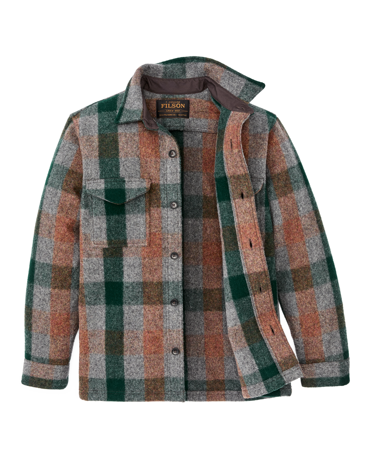 Filson Wool Jac-Shirt Green/Orange/Gray Plaid