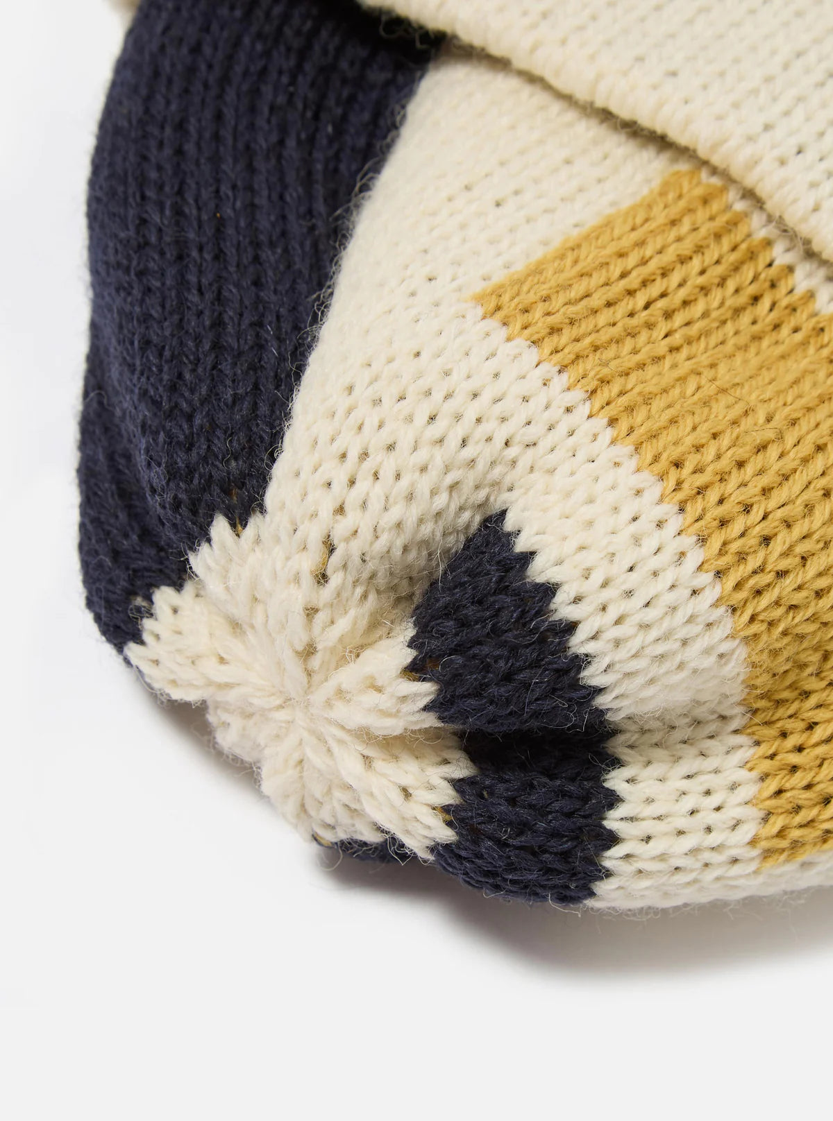 Universal Works British Wool Short Watch Cap Ecru/Navy/Yellow