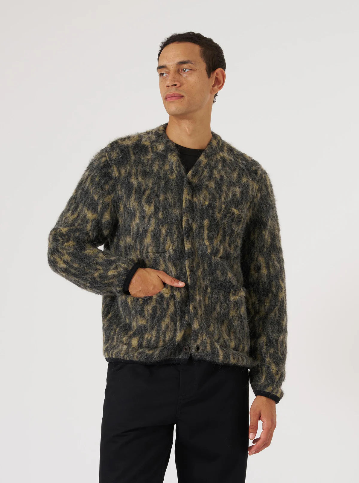 Universal Works Dolce Fleece Cardigan Charcoal