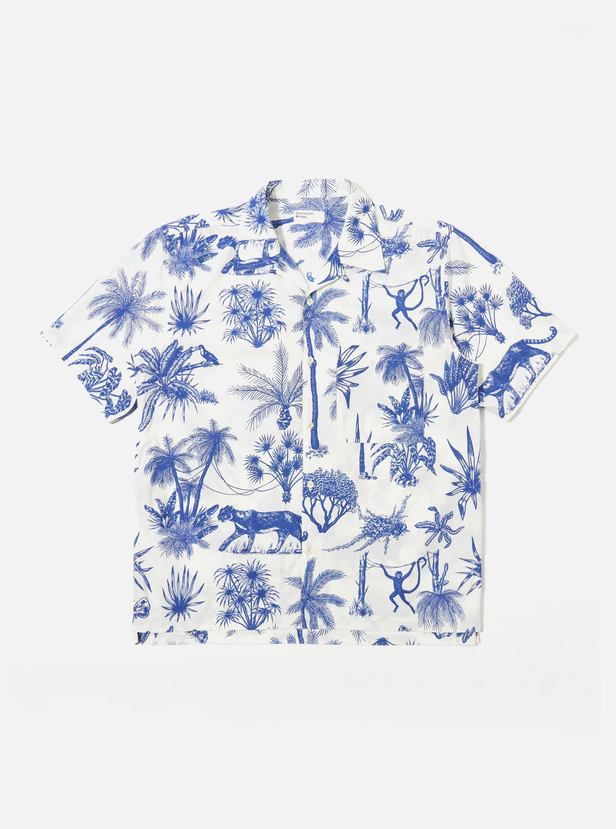 Universal Works White Jungle Toile Poplin Camp Shirt