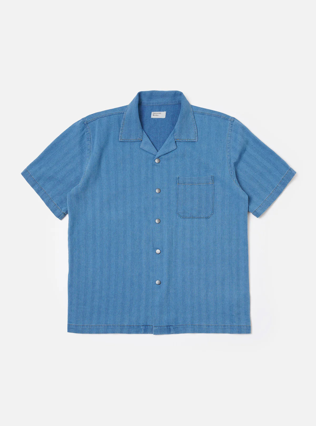 Universal Works Washed Indigo Recycled Herringbone Road Shirt