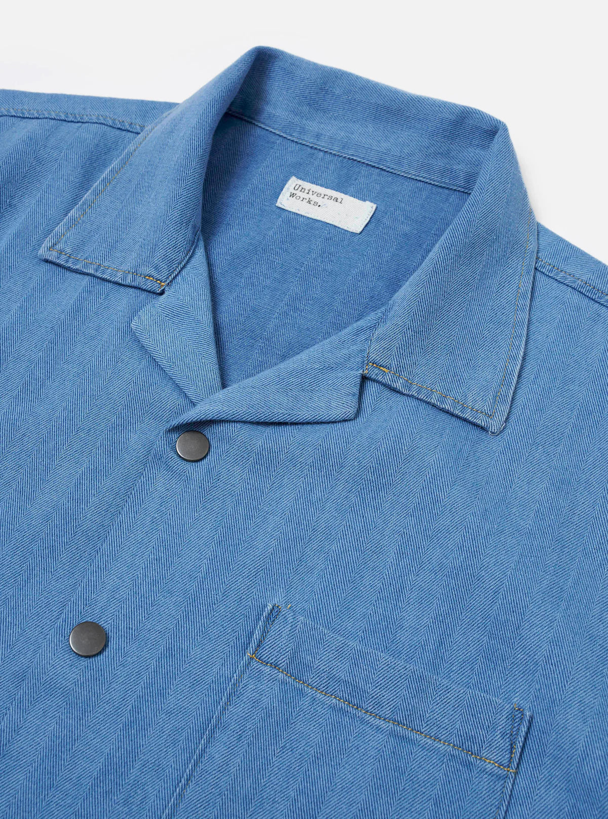 Universal Works Washed Indigo Recycled Herringbone Road Shirt