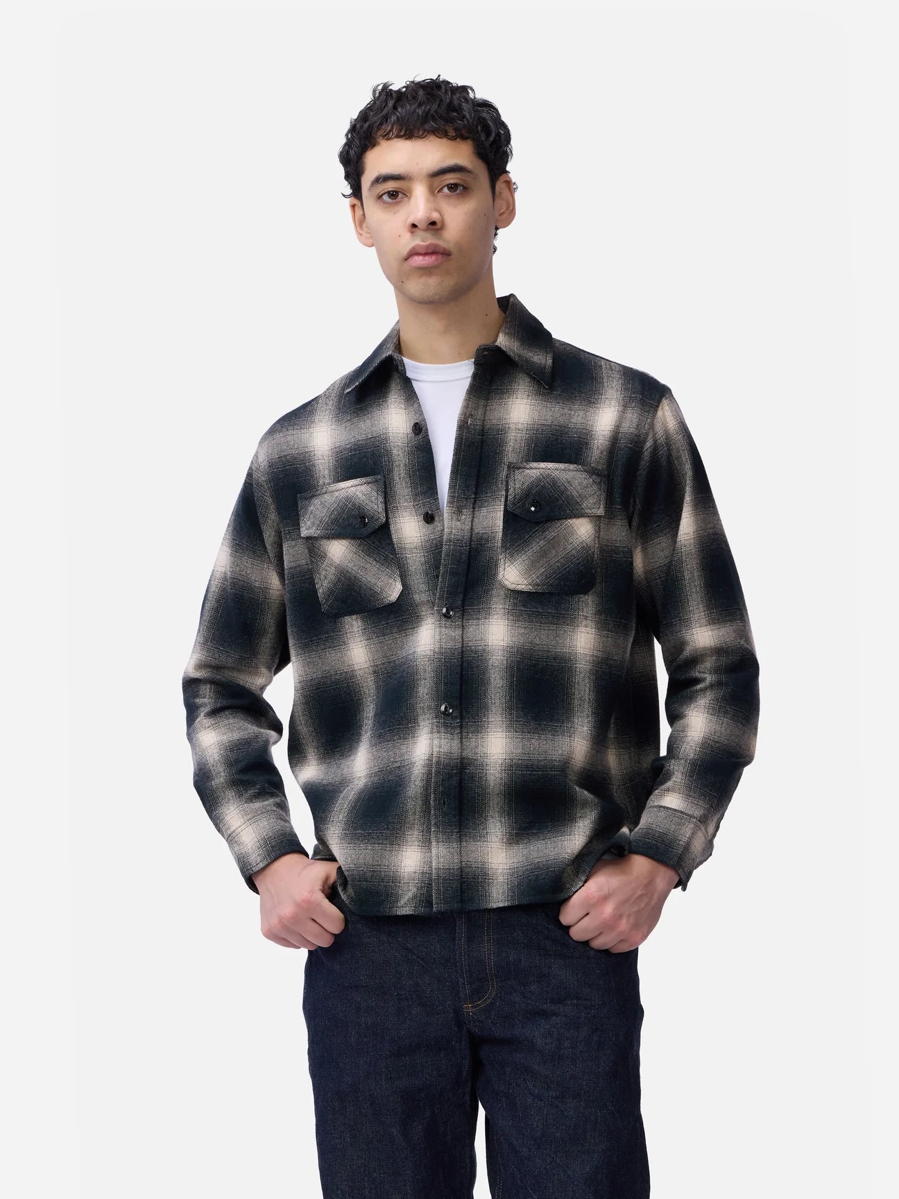 3sixteen Crosscut Flannel Black Ombre Plaid