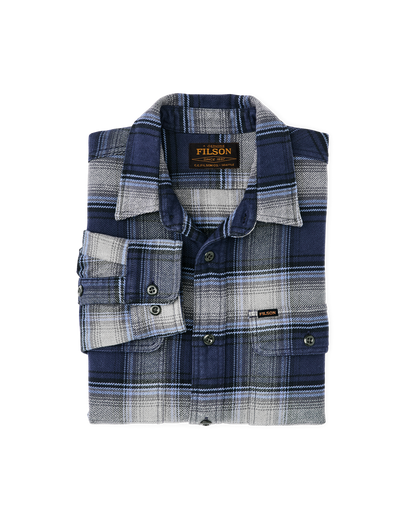 Filson Vintage Flannel Work Shirt Light Blue Navy Plaid