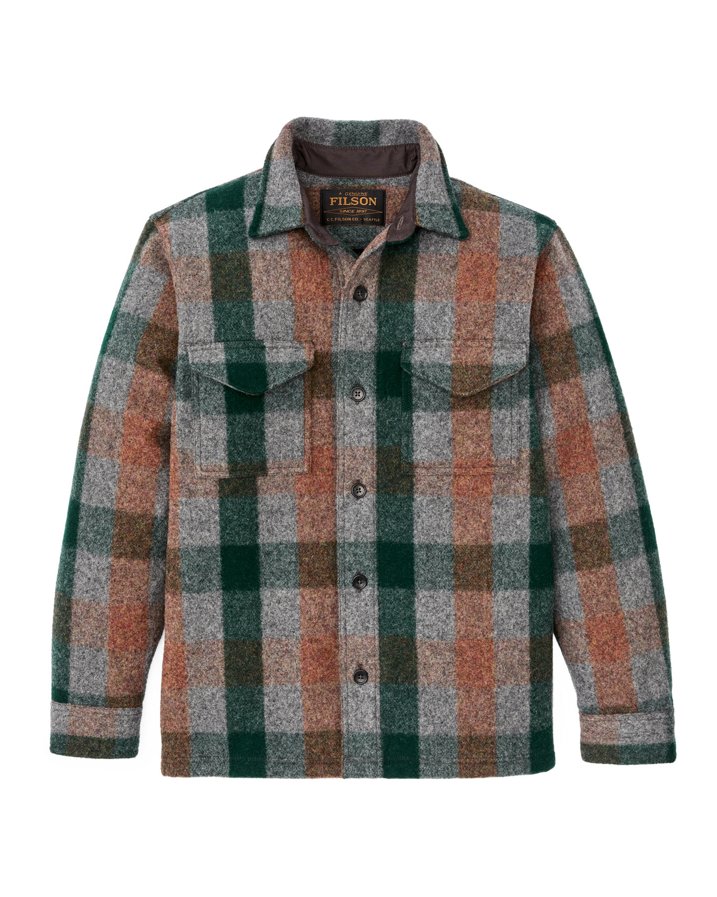Filson Wool Jac-Shirt Green/Orange/Gray Plaid