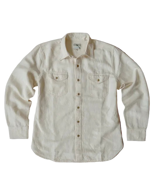 Wythe Cotton HBT Officer's Shirt Buttermilk