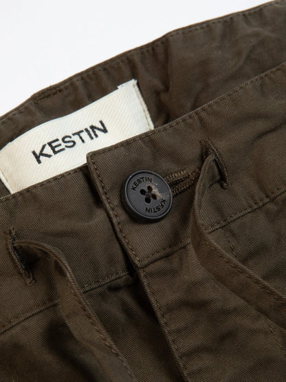 Kestin Inverness Trouser in Dark Olive Cotton Twill