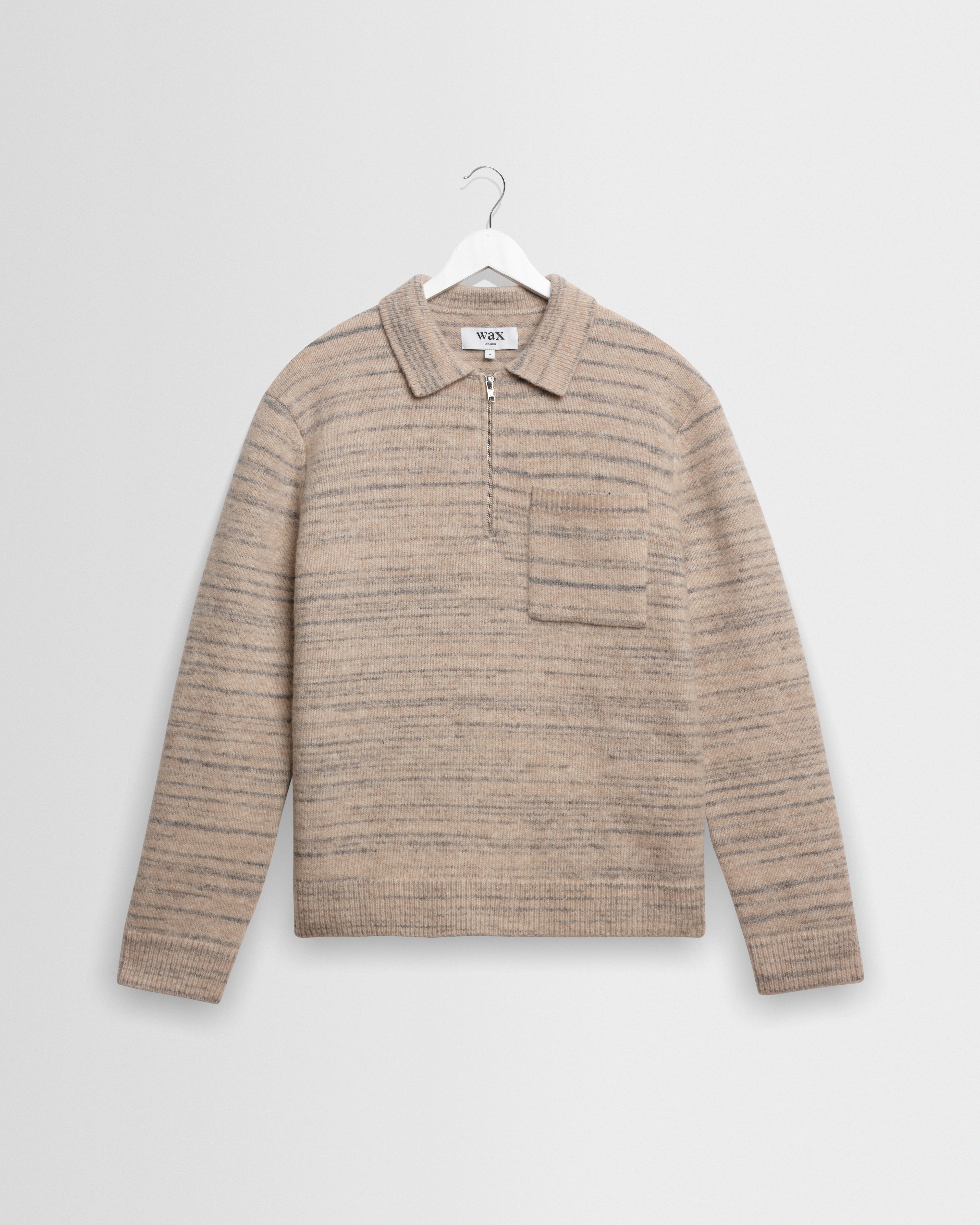 Wax London Alpha Space Dye Long Sleeve Natural/Grey