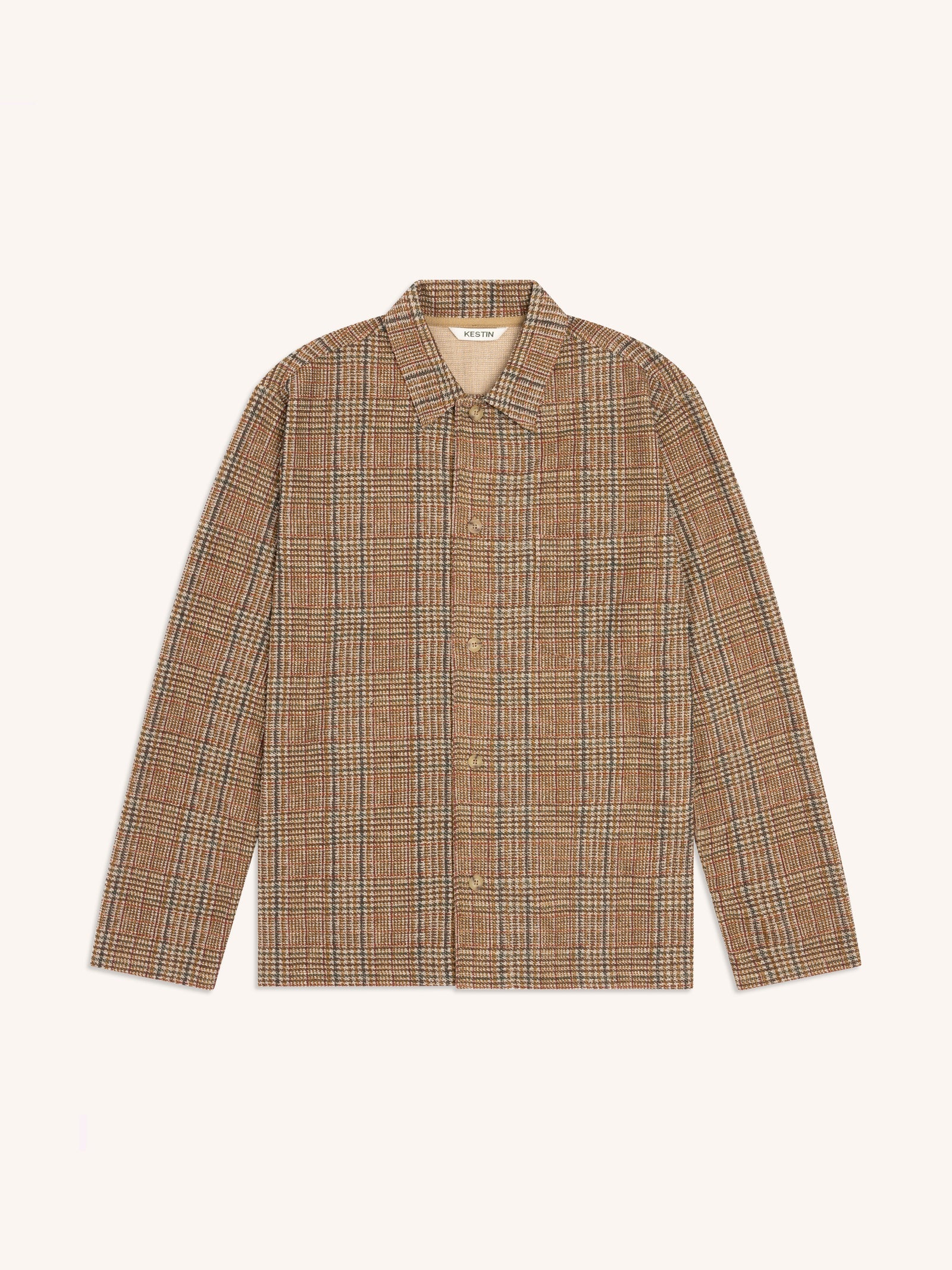Kestin Porttree Overshirt in Peat Printed Check Jersey