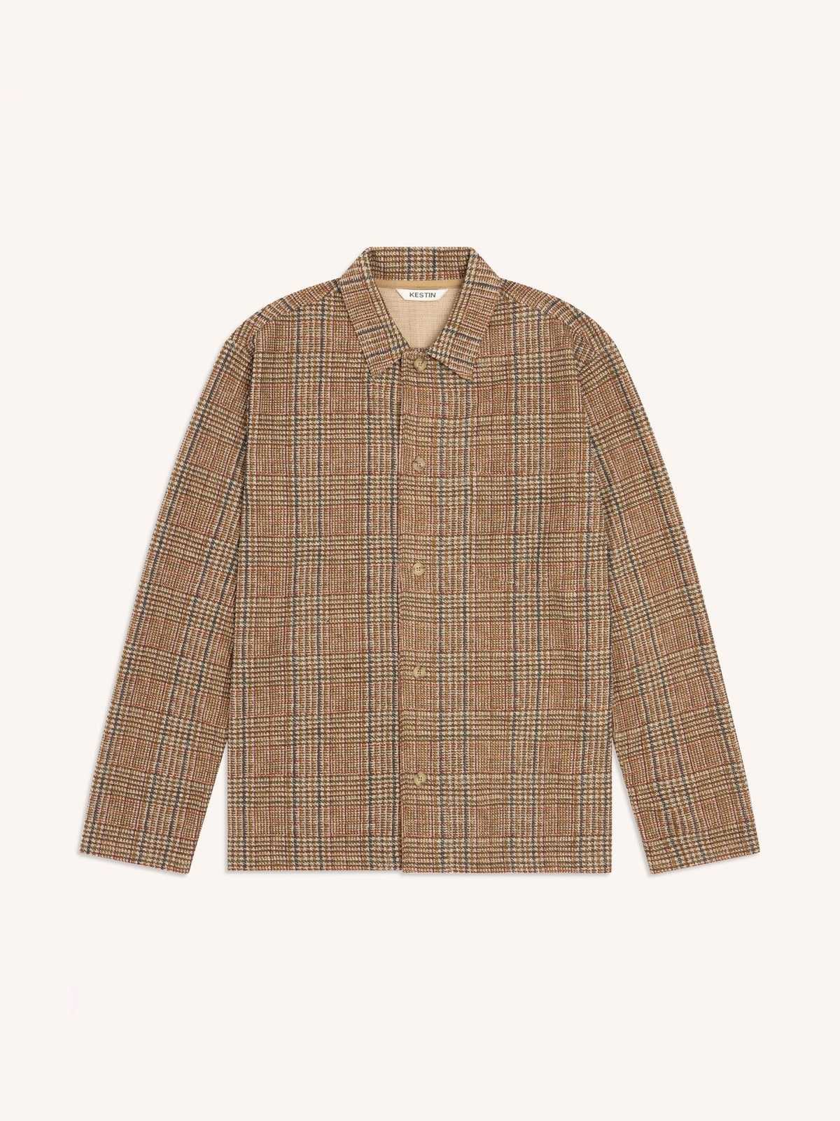 Kestin Porttree Overshirt in Peat Printed Check Jersey