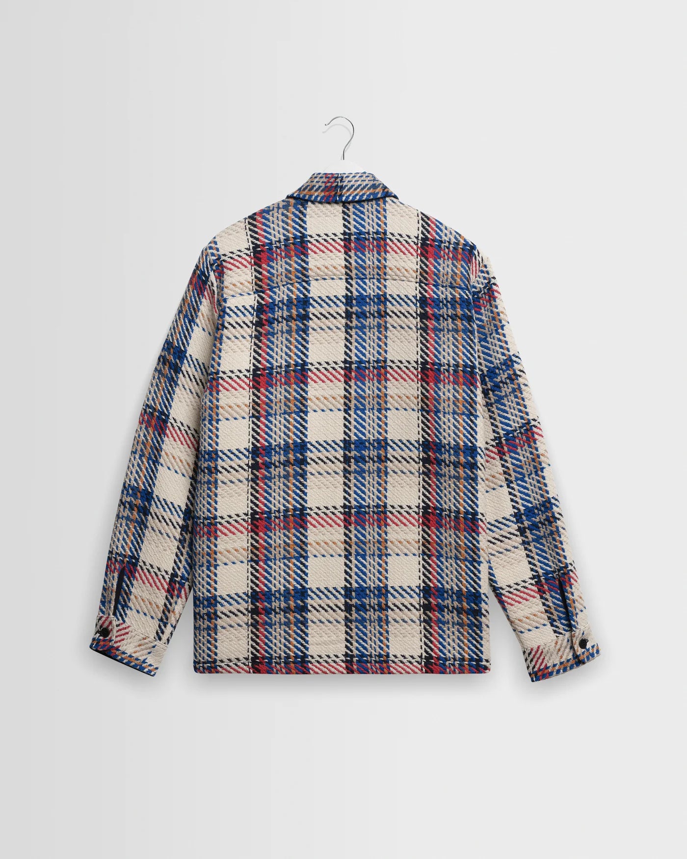 Wax London Whiting Overshirt Ecru And Red Jazz Weave Check
