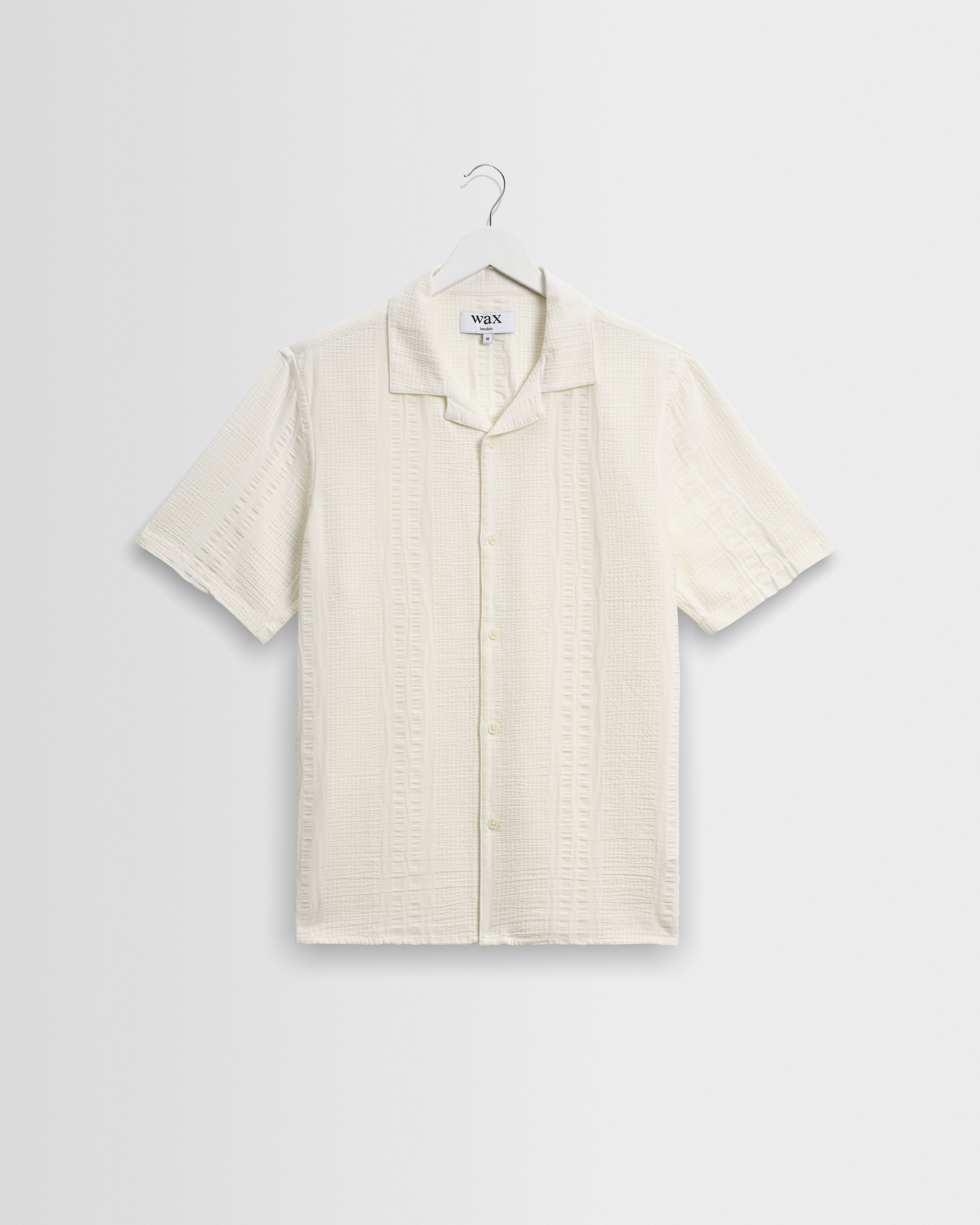 Wax London Didcot Short Sleeve Double Weave Seersucker Ecru