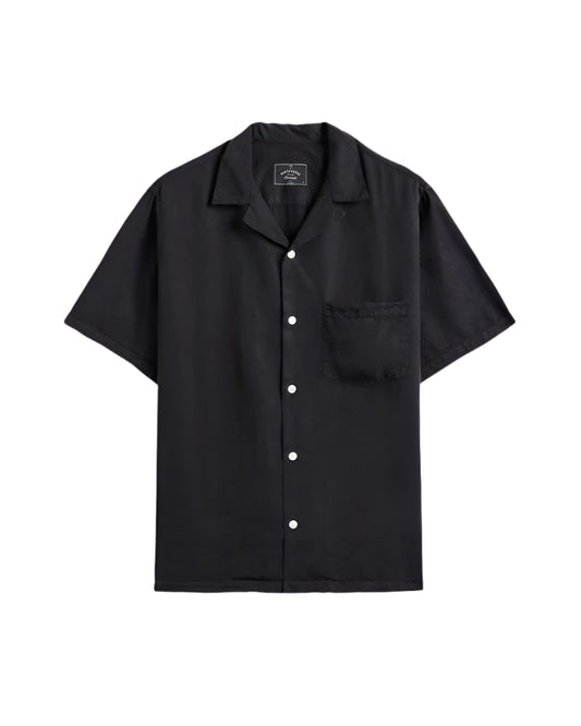 Portuguese Flannel Dogtown Short Sleeve Button Up in Black
