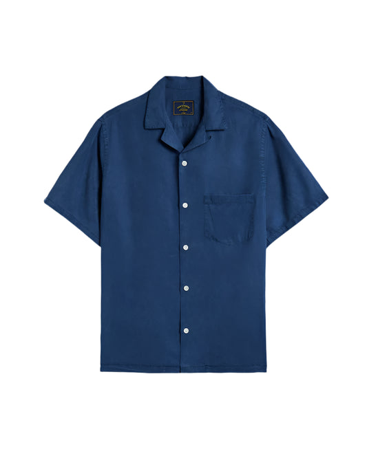 Portuguese Flannel Dogtown Short Sleeve Button Up in Blue