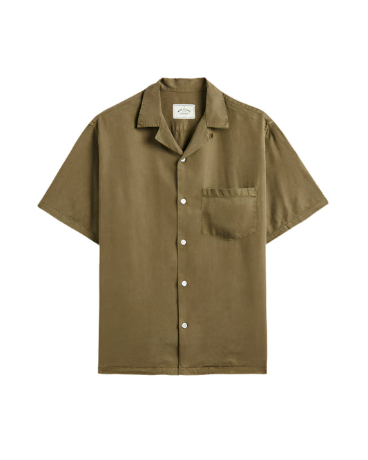 Portuguese Flannel Dogtown Short Sleeve Button Up in Olive