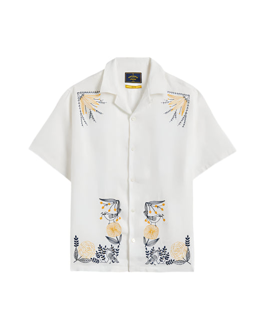 Portuguese Flannel Embroidery Bird and Flowers Shirt