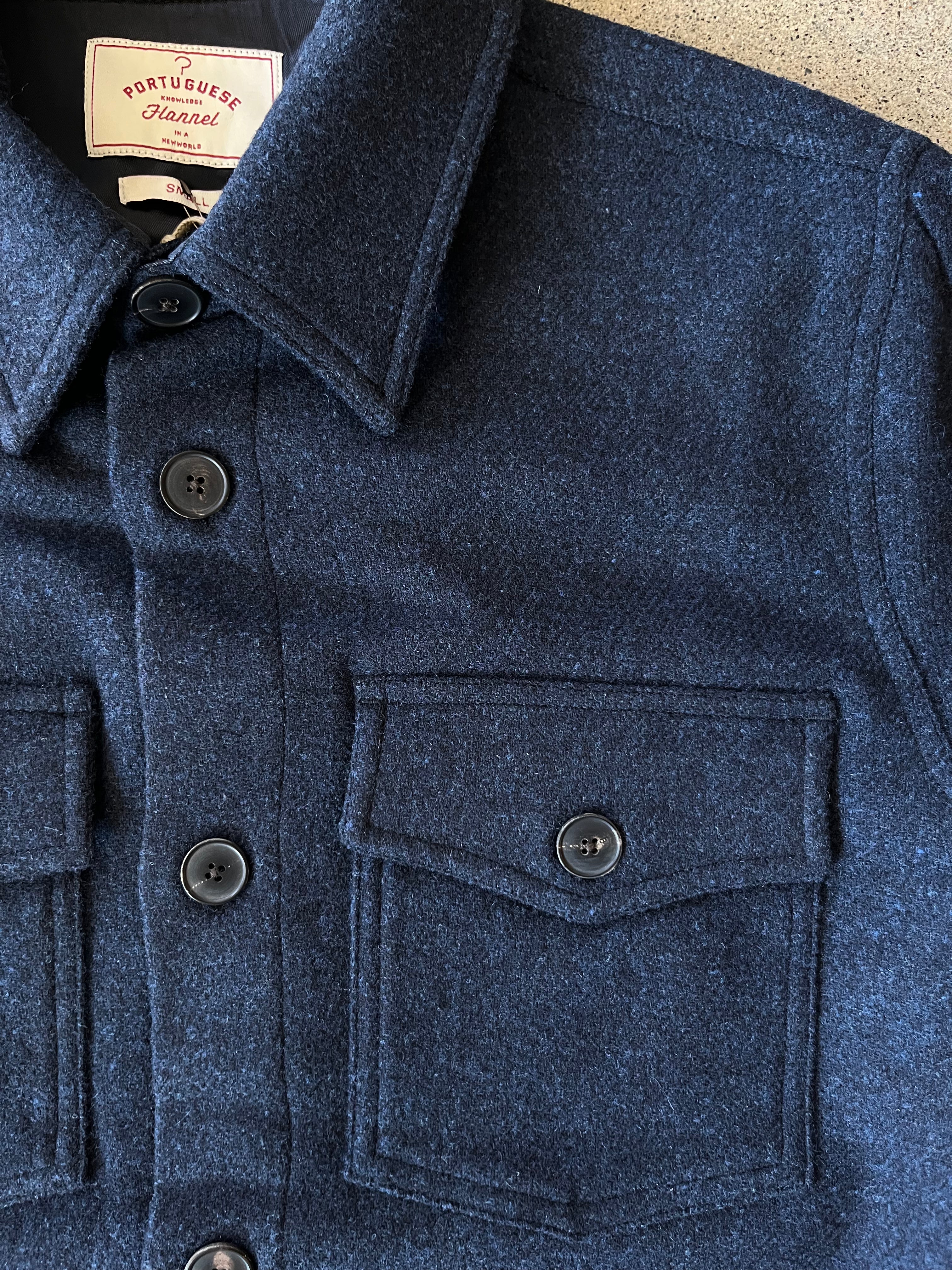 Portuguese Flannel Wool Field Overshirt Blue